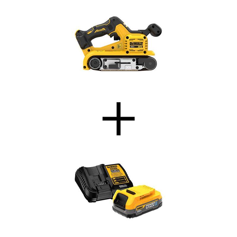 Lijadora de banda inalámbrica DEWALT de 20V de ion de litio con kit de inicio de batería compacta 20V MAX POWERSTACK - DCW220BWCBP034C