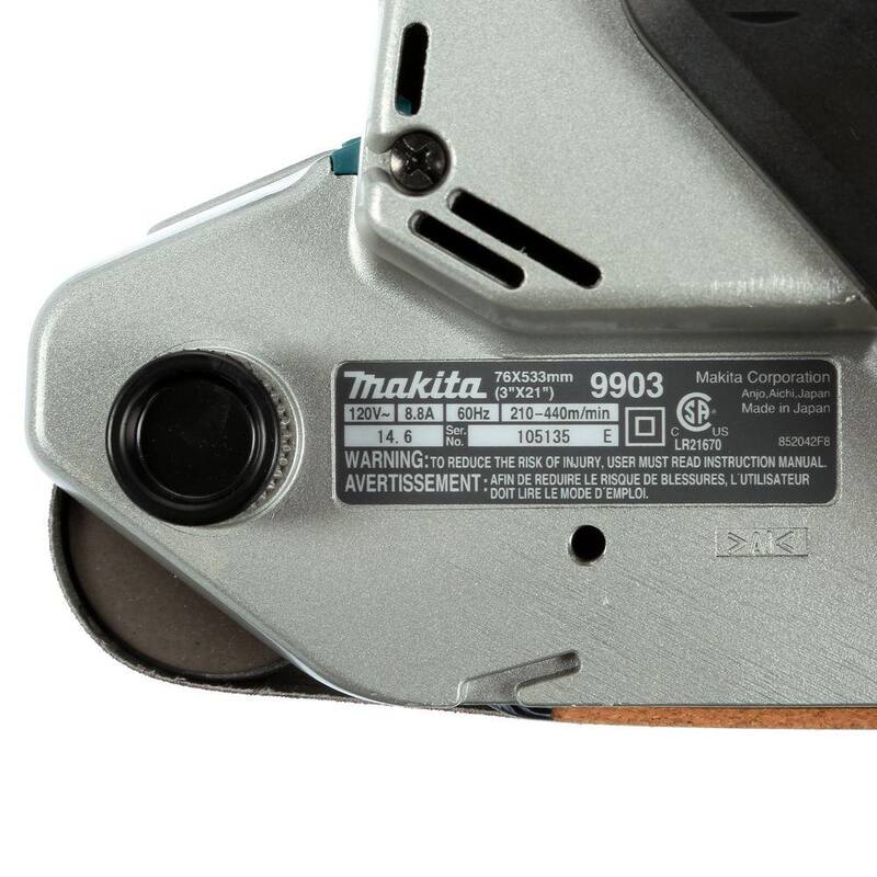 Lijadora de banda con cable de 8.8 amperios y 3 pulgadas x 21 pulgadas - 9903 de Makita