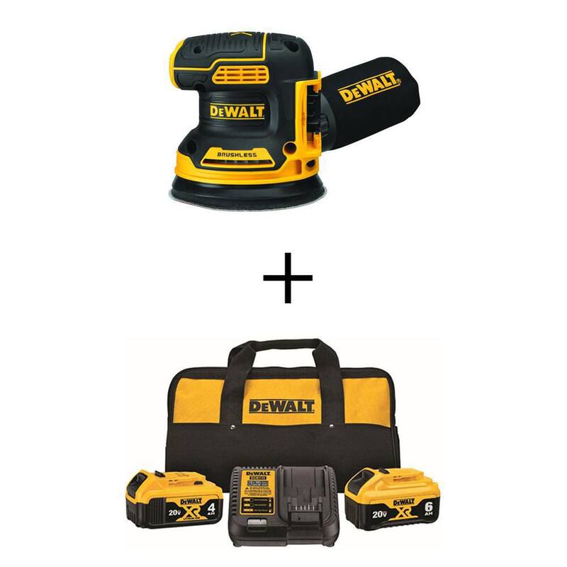 Lijadora orbital aleatoria sin escobillas Dewalt 20V MAX XR inalámbrica de 5 pulgadas, (1) batería de 20V 6.0Ah y (1) batería de 20V 4.0Ah, y cargador - DCW210BDCB246CK