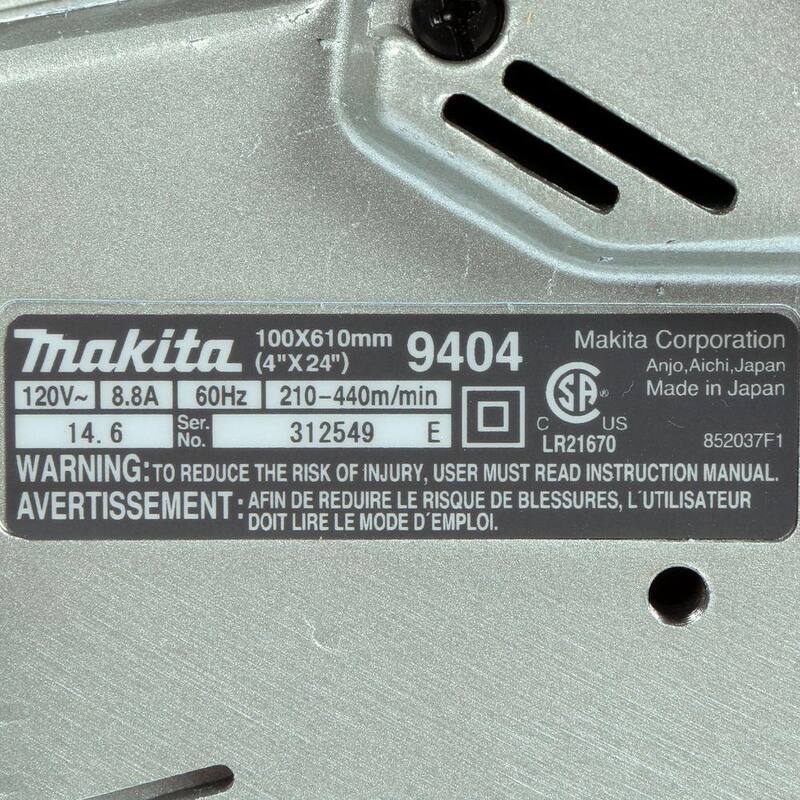 Lijadora de banda con velocidad variable con bolsa de polvo - 9404, 8.8 Amp, 4 pulg. x 24 pulg. de Makita