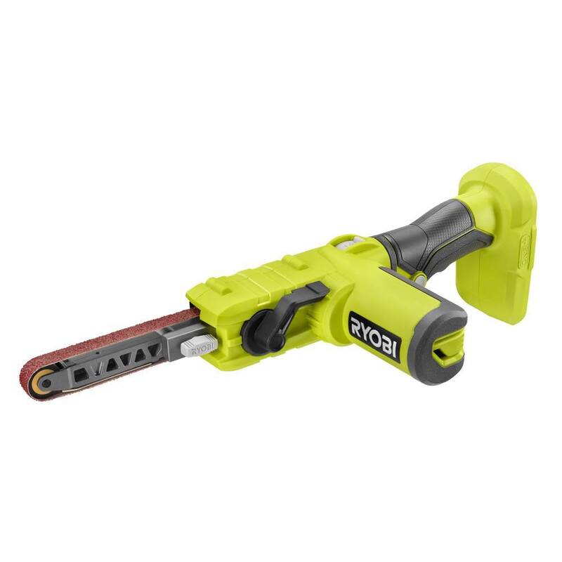 Lijadora de banda inalámbrica de 1/2 pulg. x 18 pulg. RYOBI ONE+ 18V (Herramienta solamente) con bandas de lija de 1/2 pulg. x 18 pulg. (paquete de 3) - PSD101B-A38FS01