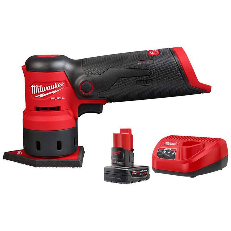 Lijadora orbital inalámbrica Milwaukee M12 FUEL de 12 voltios con tecnología de iones de litio sin escobillas y batería M12 XC de 4.0Ah Starter Kit - 2531-20-48-59-2440
