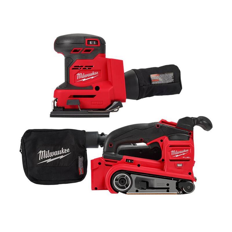 Lijadora de banda inalámbrica Milwaukee M18 FUEL de 18 voltios con batería de iones de litio y lijadora de lámina de 1/4 de pulgada - 2832-20-2649-20