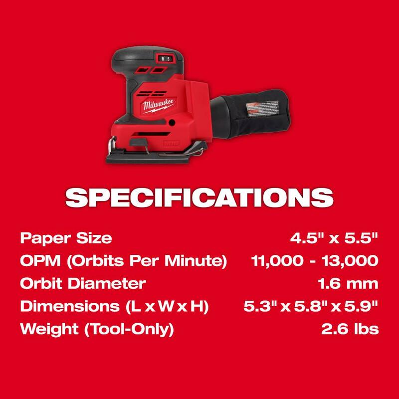 Lijadora de banda inalámbrica Milwaukee M18 FUEL de 18 voltios con batería de iones de litio y lijadora de lámina de 1/4 de pulgada - 2832-20-2649-20