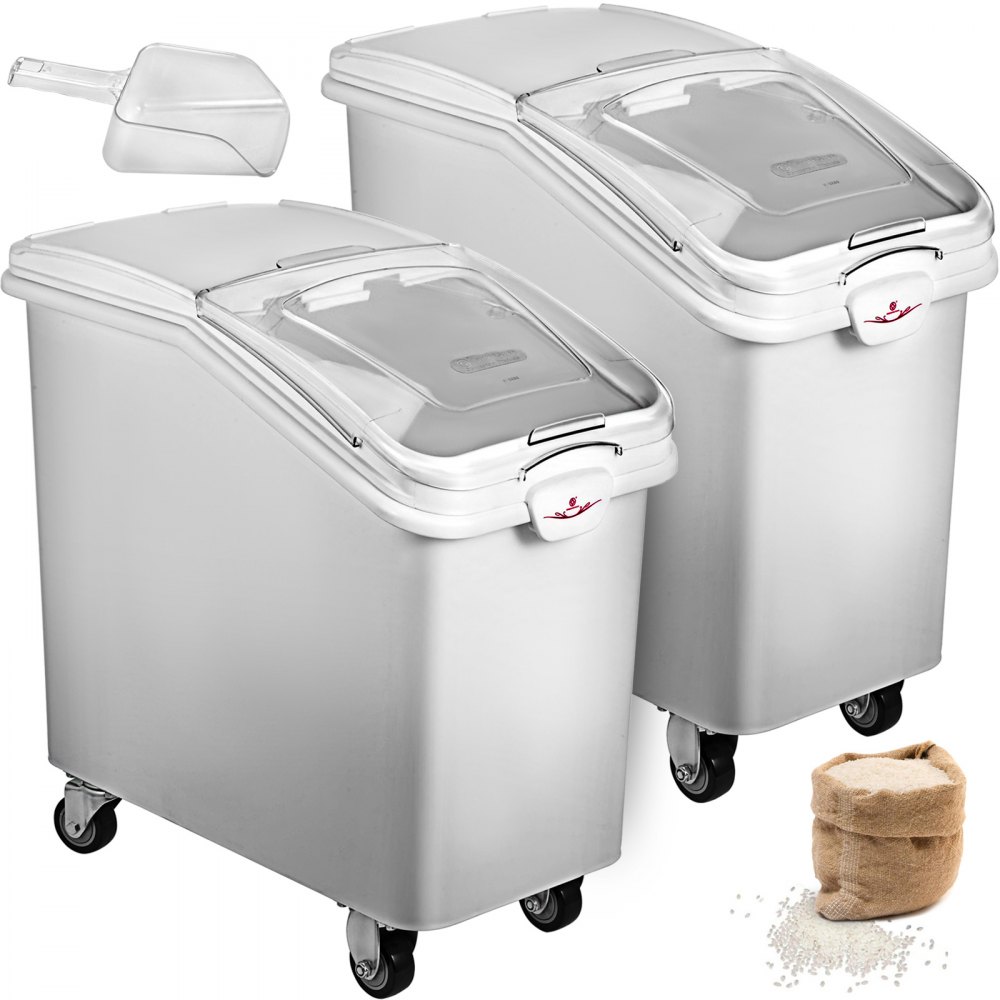 2x Ingredient Bin With Casters 21 Gallon Food Safe Restaurant Kitchen Flour Bins - MX750X340X730MMX2V0