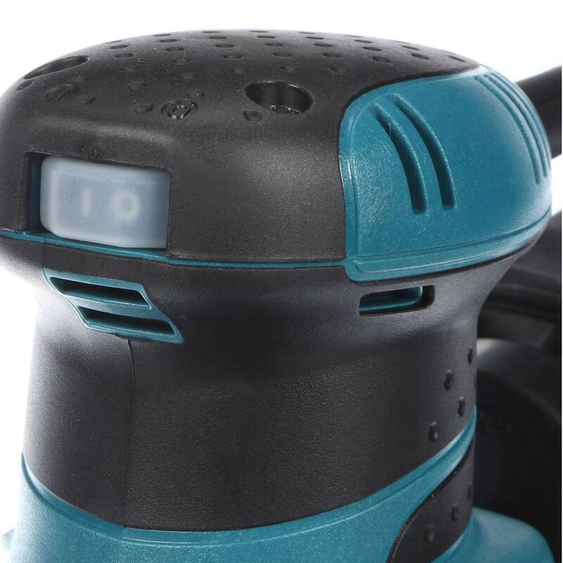 Lijadora de acabado de lámina de 1/4 con cable de 2 amperios de Makita con papel 60G, papel 100G, papel 150G, bolsa de polvo, placa de golpes, estuche rígido - BO4556K