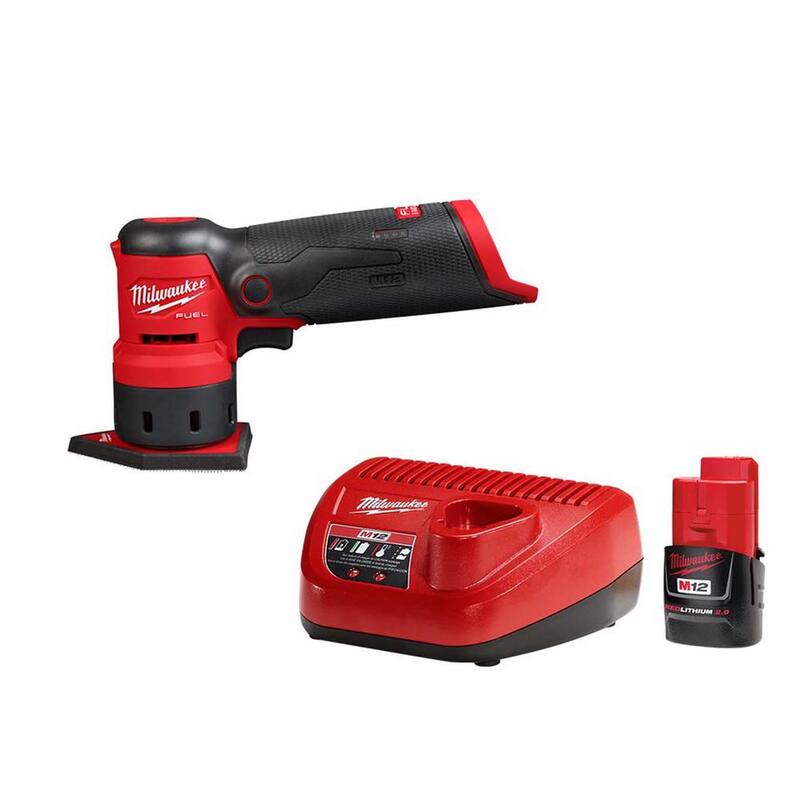 Lijadora orbital inalámbrica Milwaukee M12 FUEL 12-Volt de litio-ion sin escobillas con batería CP de 2.0Ah y cargador - 2531-20-48-59-2420