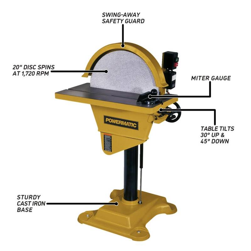 Lijadora de Disco Powermatic DS20 de 230 Voltios 2 HP 1 Fase - 1791276