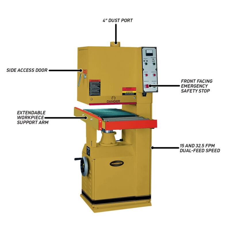 Lijadora de banda de extremo abierto Powermatic de 230 voltios, 5 HP, 1 fase - 1791250