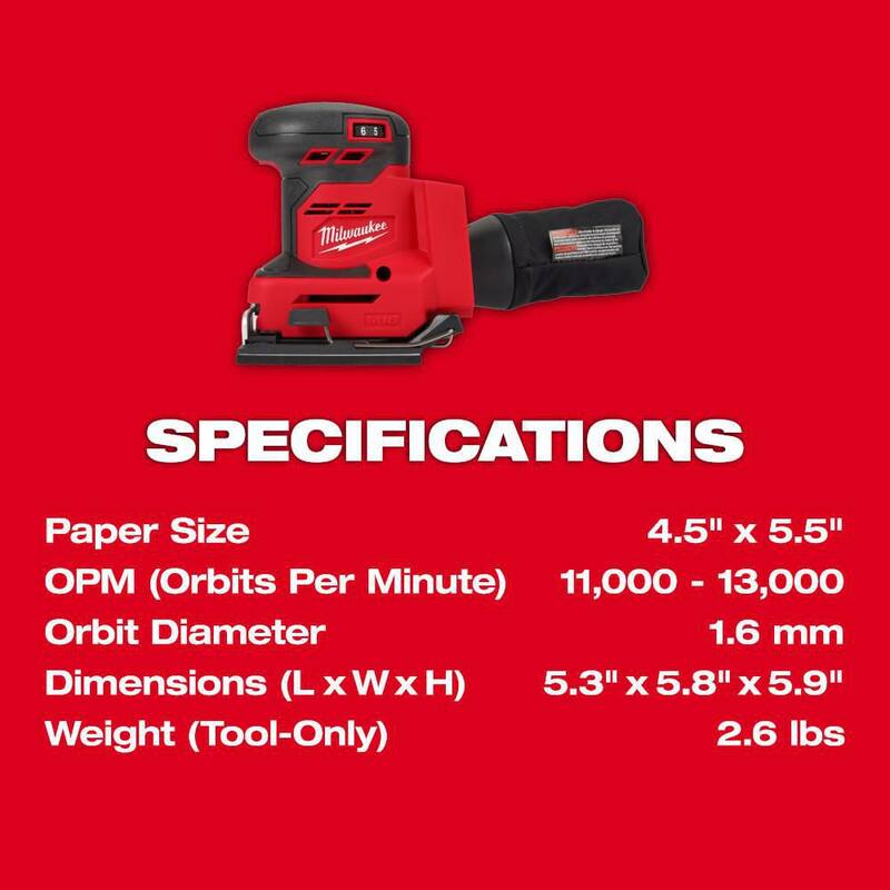 Lijadora de lámina inalámbrica de 1/4 de pulgada Milwaukee M18 de 18 voltios con batería de 5.0 Ah y cargador - 2649-20-48-59-1850