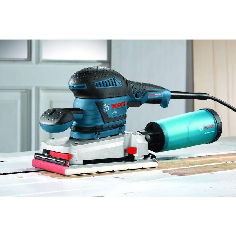 Lijadora orbital eléctrica con cable de 3.4 amperios y 1/2 pulgadas de Bosch, con control de vibración para hojas de 4.5 pulgadas x 9 pulgadas - OS50VC