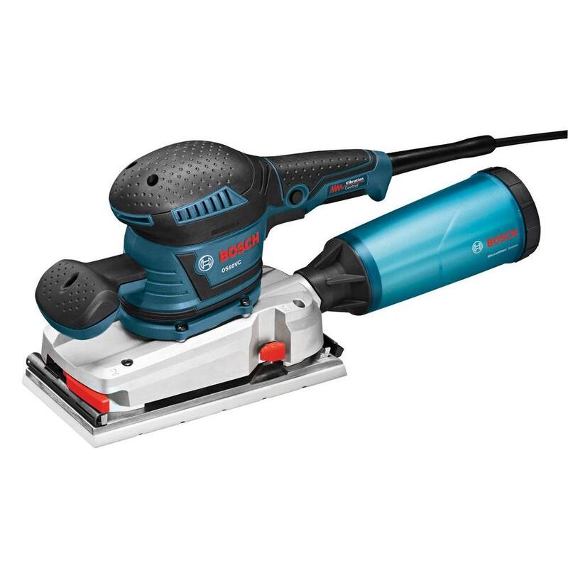 Lijadora orbital eléctrica con cable de 3.4 amperios y 1/2 pulgadas de Bosch, con control de vibración para hojas de 4.5 pulgadas x 9 pulgadas - OS50VC