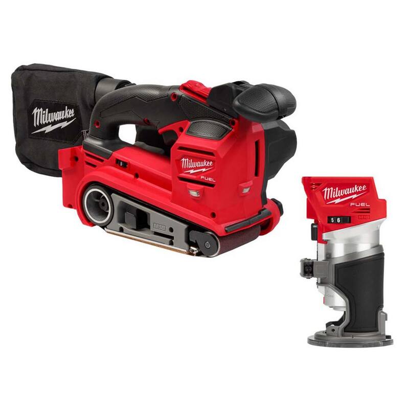 Milwaukee M18 FUEL 18V Lijadora de banda inalámbrica de 3 pulgadas x 18 pulgadas con enrutador compacto - 2832-20-2723-20