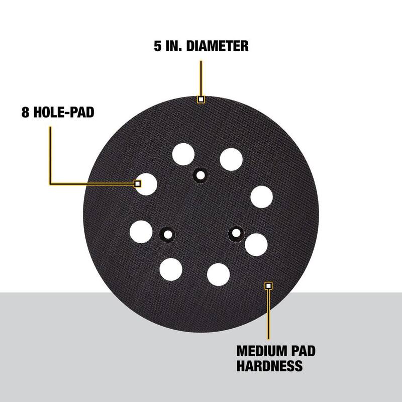 Lijadora orbital aleatoria inalámbrica sin escobillas DEWALT 20V MAX XR de 5 pulgadas y Pad de lijado para lijadora de órbita aleatoria de 5 pulgadas (solo herramientas) - DCW210BWDW4388