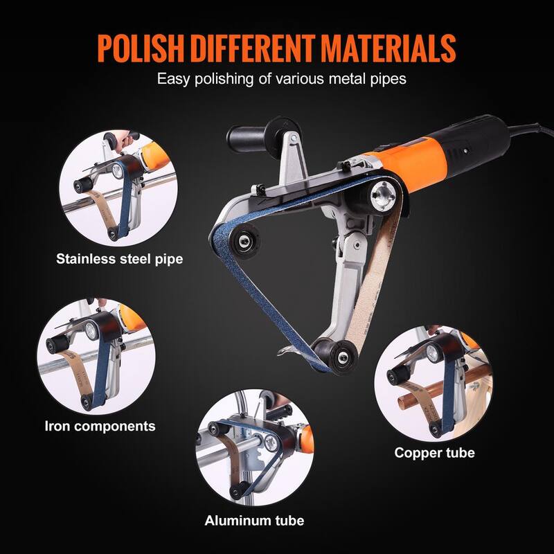 Pulidora de tubos VEVOR 1100 W con lijadora de banda con cable 6 velocidades 1100 a 3200 RPM 100 piezas de cintas para pulido y acabado - GDSDJ800W15XZO7NWV1
