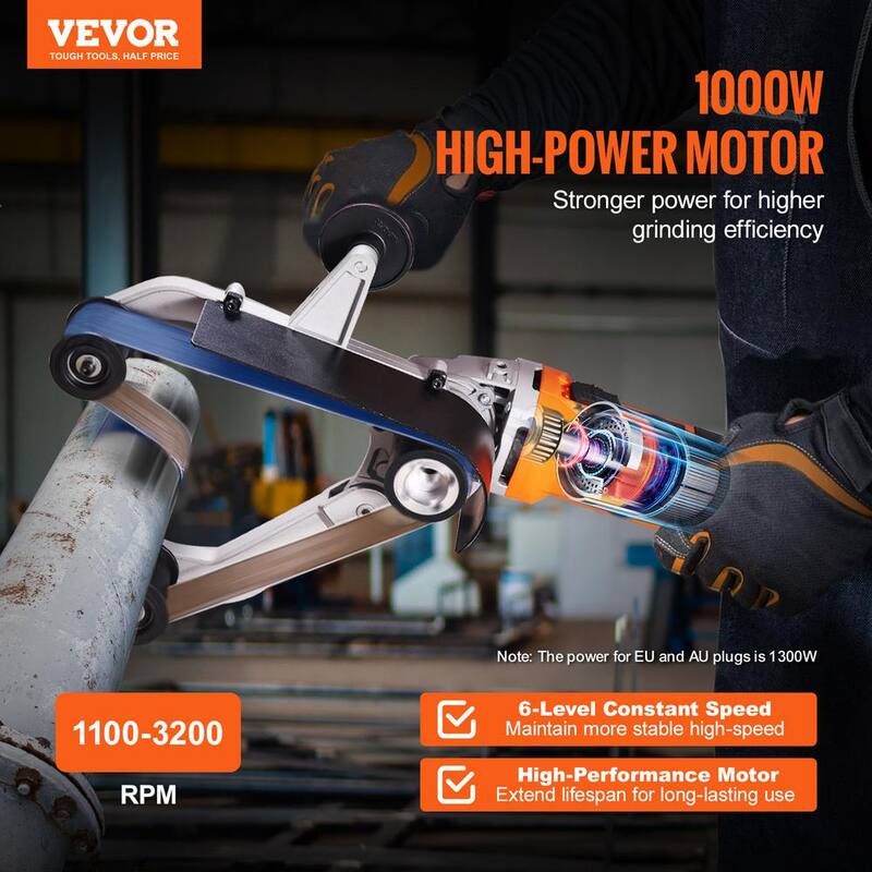 Pulidora de tubos VEVOR 1100 W con lijadora de banda con cable 6 velocidades 1100 a 3200 RPM 100 piezas de cintas para pulido y acabado - GDSDJ800W15XZO7NWV1