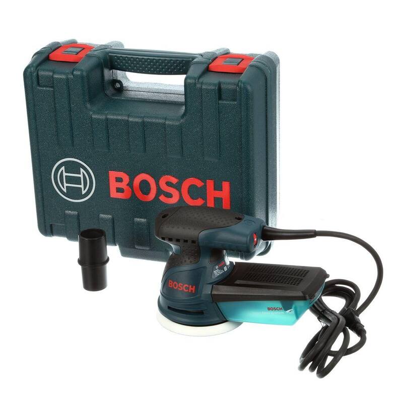 Kit de lijadora/pulidora orbital aleatoria de velocidad variable con cable de 5 pulgadas y 2.5 amperios de Bosch con estuche de transporte resistente - ROS20VSK