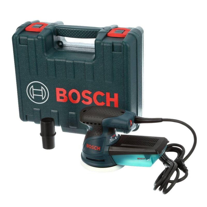 Kit de lijadora/pulidora orbital aleatoria de velocidad variable con cable de 5 pulgadas y 2.5 amperios de Bosch con estuche de transporte resistente - ROS20VSK