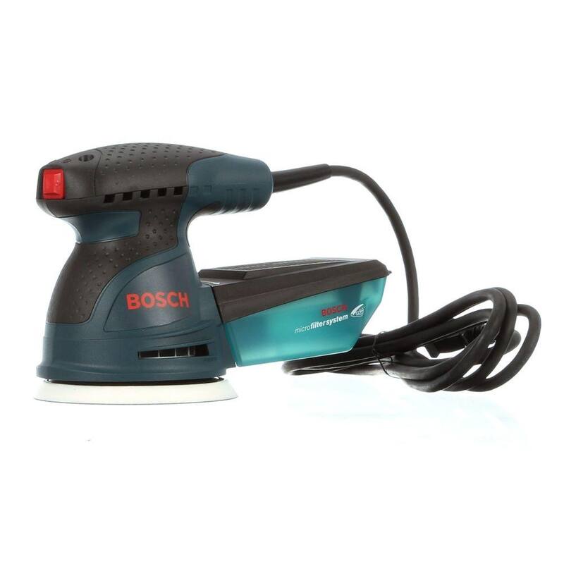 Kit de lijadora/pulidora orbital aleatoria de velocidad variable con cable de 5 pulgadas y 2.5 amperios de Bosch con estuche de transporte resistente - ROS20VSK