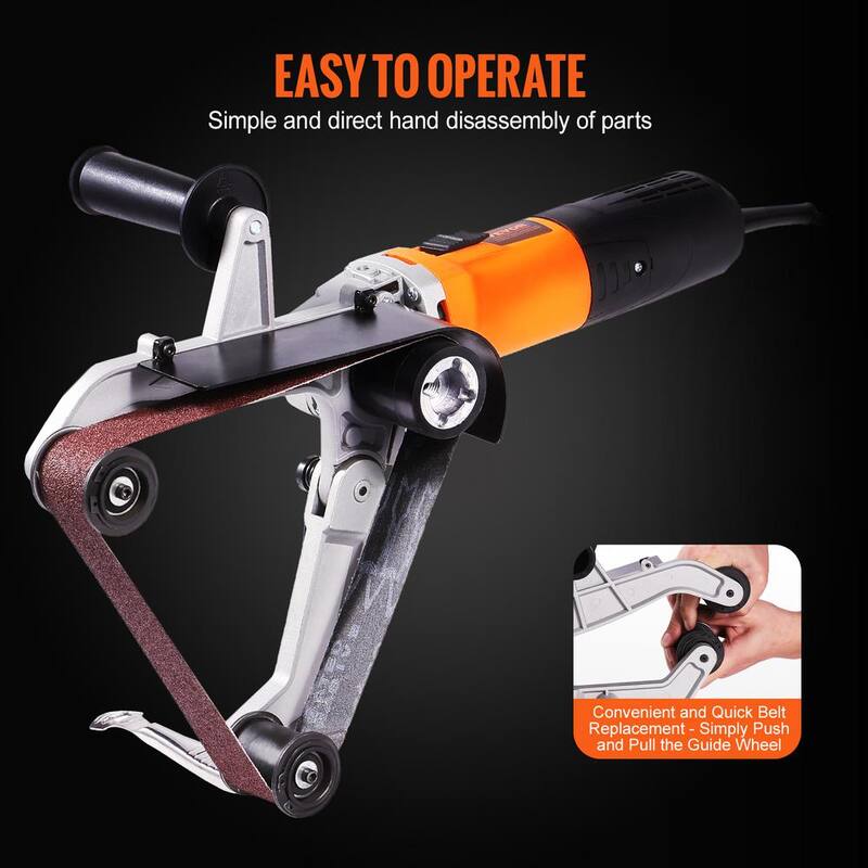 Pulidora de tubo de tubería VEVOR Grinder 1100 vatios con cable Lijadora de banda 6 velocidades 1100 a 3200 RPM, 3 piezas de banda para acabado de pulido - GDSDJ800W15XVD0ZBV1
