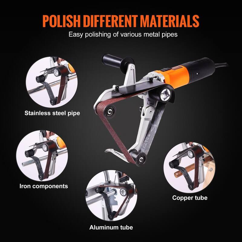Pulidora de tubo de tubería VEVOR Grinder 1100 vatios con cable Lijadora de banda 6 velocidades 1100 a 3200 RPM, 3 piezas de banda para acabado de pulido - GDSDJ800W15XVD0ZBV1