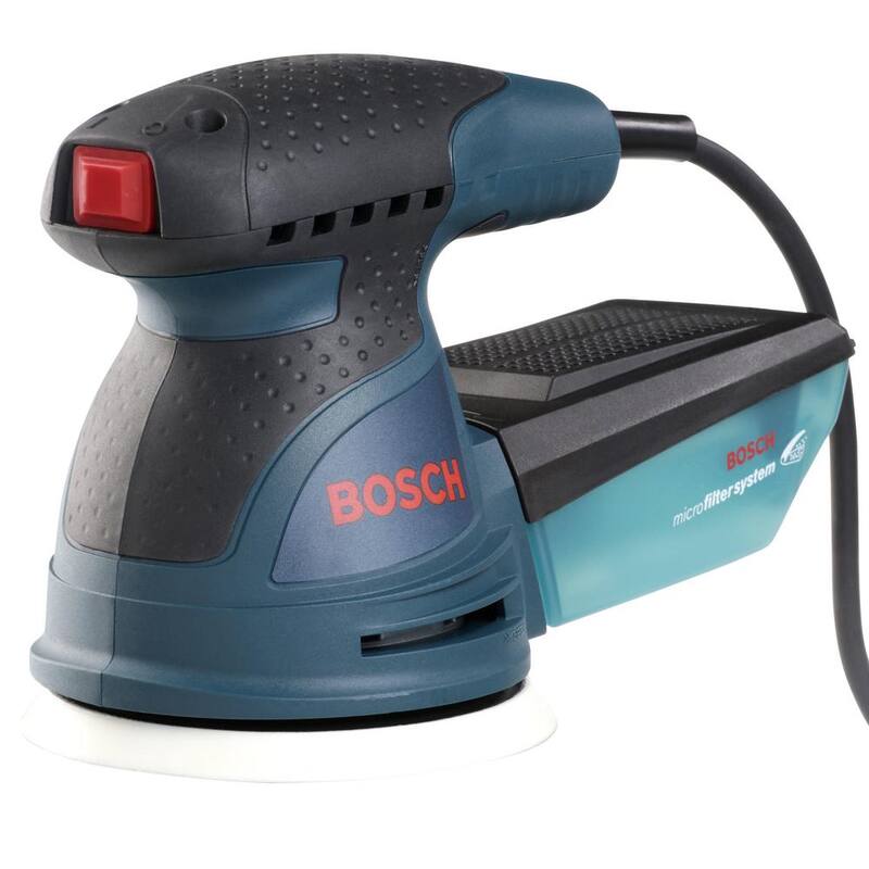 Bosch 2.5 Amperios 5 pulgadas Lijadora Pulidora Orbital Aleatoria de Velocidad Única con Cable para Palma - ROS10