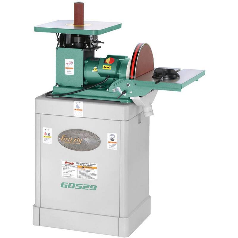 Lijadora de husillo oscilante de 1 HP/ con disco de 12 pulgadas - G0529 de Grizzly Industrial