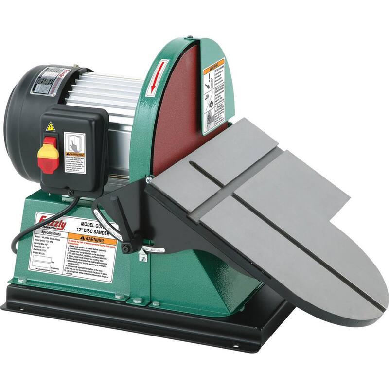 Lijadora de disco con freno de 12 pulgadas y 1 HP, con cable de 9.5 amperios - G0702 de Grizzly Industrial.