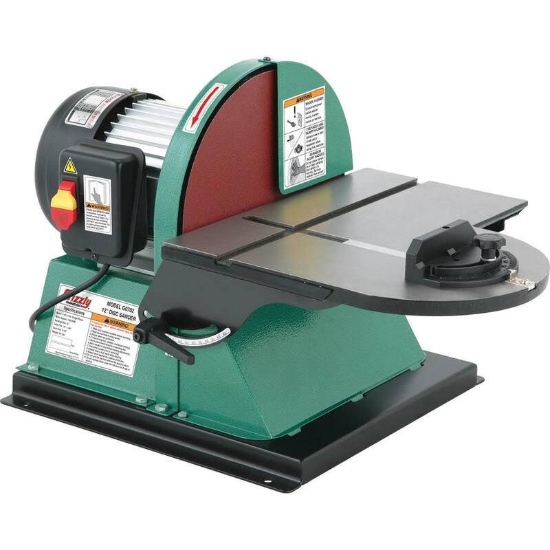 Lijadora de disco con freno de 12 pulgadas y 1 HP, con cable de 9.5 amperios - G0702 de Grizzly Industrial.