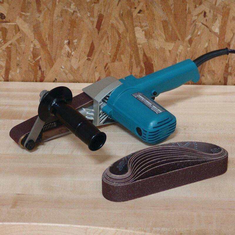 Lijadora de banda con cable de 5 amperes Makita de 1-1/8 pulg. x 21 pulg. con banda abrasiva de grano 80 de 1-1/8 pulg. x 21 pulg., paquete de 10 - 9031-742303-3