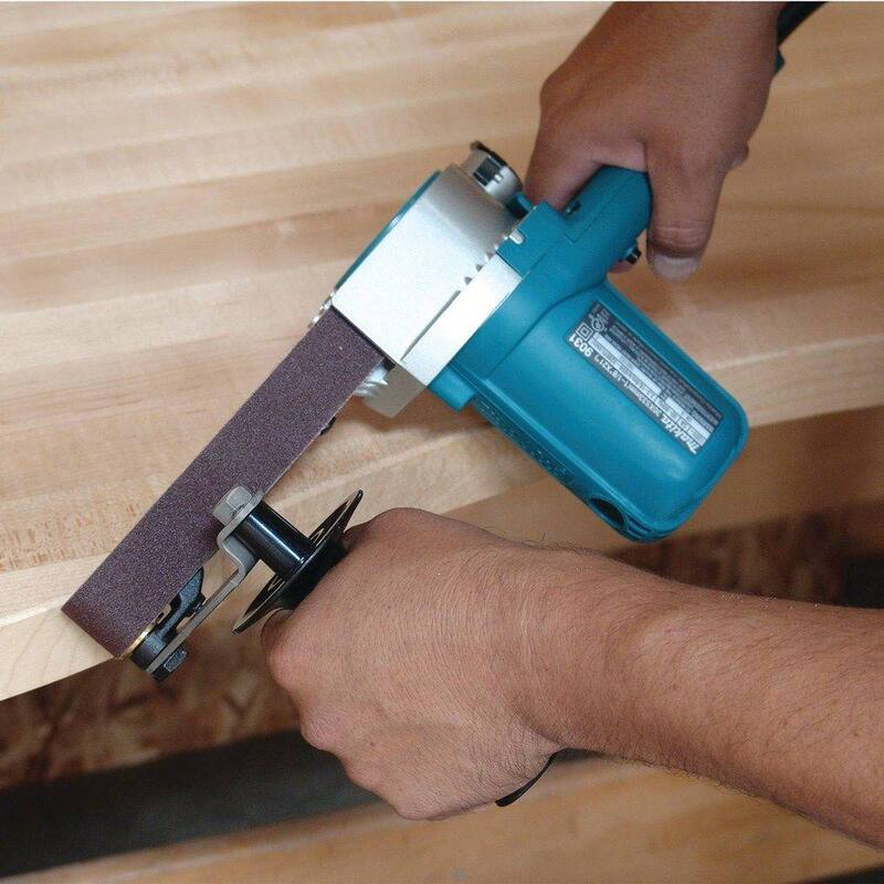 Lijadora de banda con cable de 5 amperes Makita de 1-1/8 pulg. x 21 pulg. con banda abrasiva de grano 80 de 1-1/8 pulg. x 21 pulg., paquete de 10 - 9031-742303-3