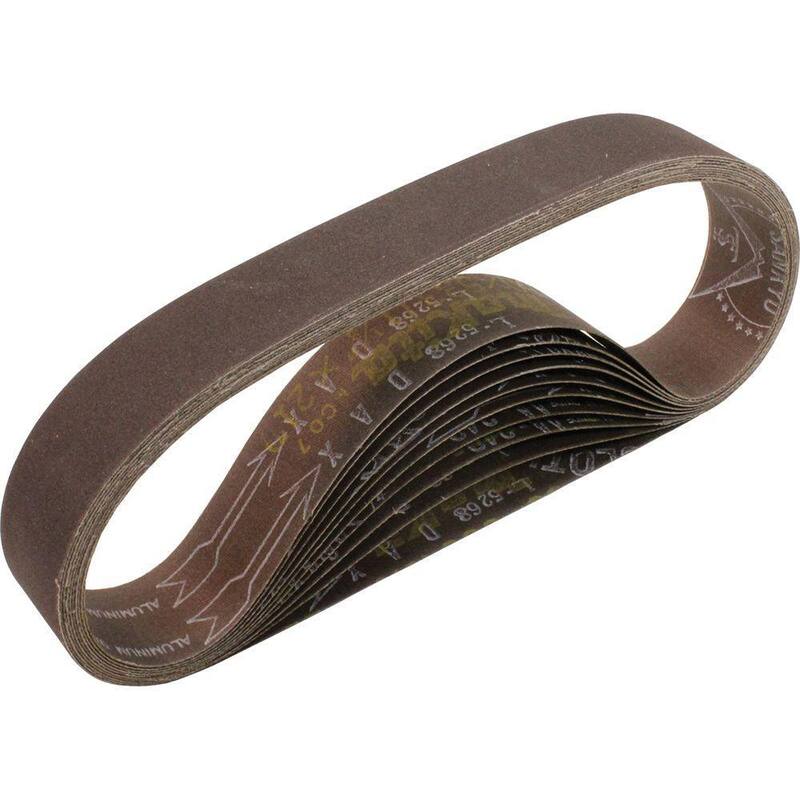 Lijadora de banda con cable de 5 amperes Makita de 1-1/8 pulg. x 21 pulg. con banda abrasiva de grano 80 de 1-1/8 pulg. x 21 pulg., paquete de 10 - 9031-742303-3