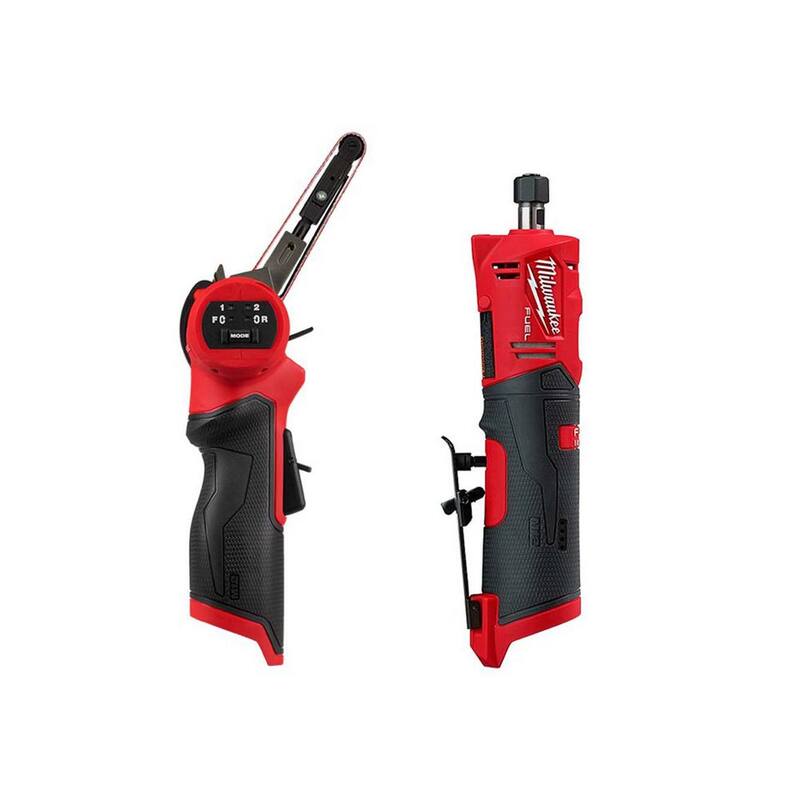 Milwaukee M12 FUEL 12V Lithium-Ion Sin Escobillas Inalámbrico 3/8 in. x 13 in. Bandfile y M12 FUEL 1/4 in. Rectificadora de Troqueles Recta - 2483-20-2486-20