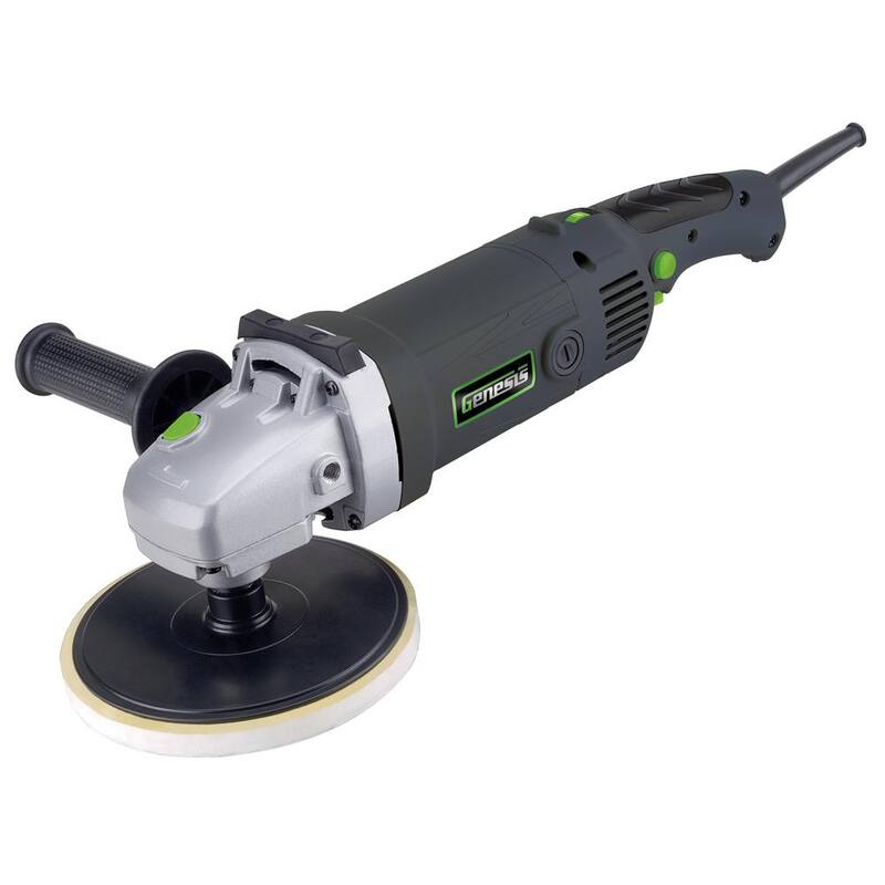Lijadora/pulidora de velocidad variable Genesis 11 Amp de 7 pulgadas con disco lijador y mango auxiliar de doble posición y 3 almohadillas - GSP1711