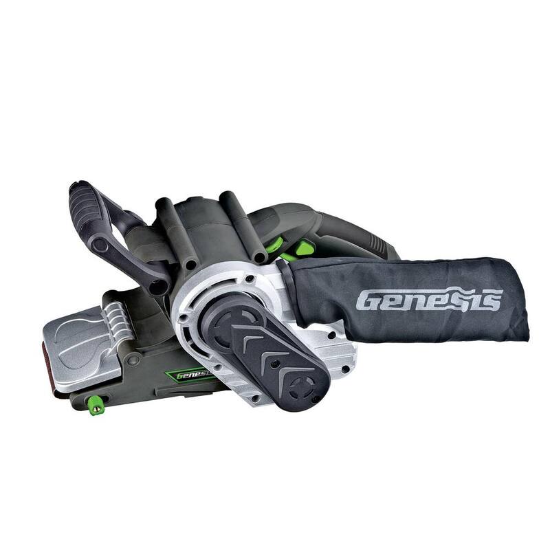 Genesis 8 Amp 3 in. x 21 in. Lijadora de banda de velocidad variable de palanca única con mango frontal ajustable y bolsa de polvo - GBS321A