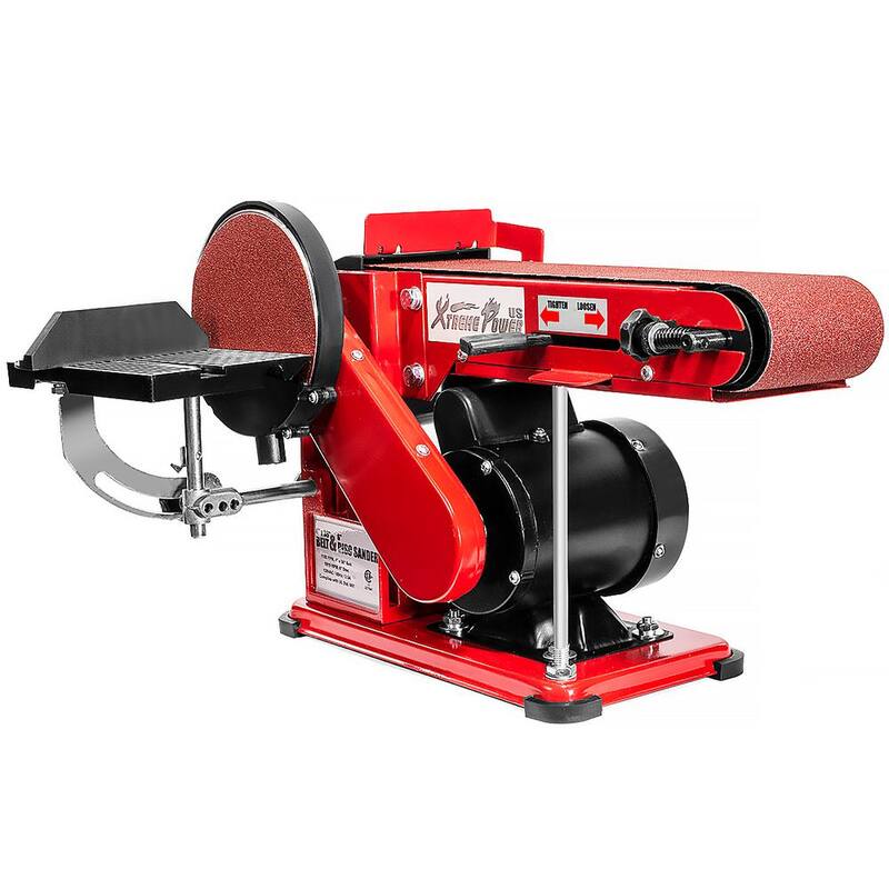 Lijadora de banda y disco de 2 en 1 de 4 pulgadas x 36 pulgadas XtremepowerUS para mesa de lijado con inclinación ajustable y puerto de polvo - 46001-H1
