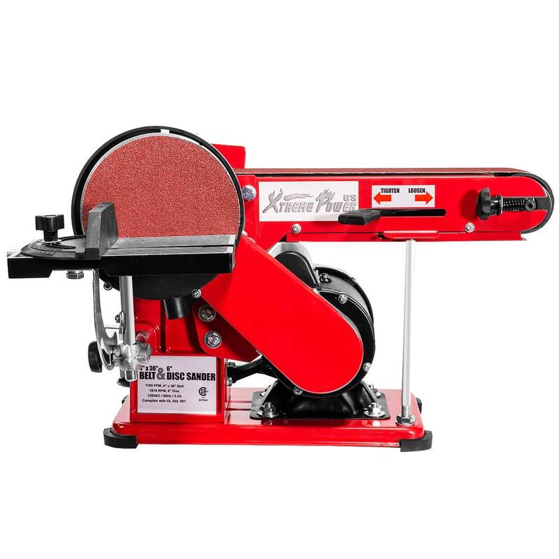 Lijadora de banda y disco de 2 en 1 de 4 pulgadas x 36 pulgadas XtremepowerUS para mesa de lijado con inclinación ajustable y puerto de polvo - 46001-H1