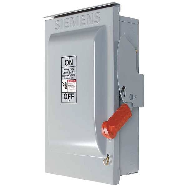 Interruptor de seguridad de fusible Siemens, uso pesado, 600V CA, 3PST, 60 A, NEMA 3R - HF362NR