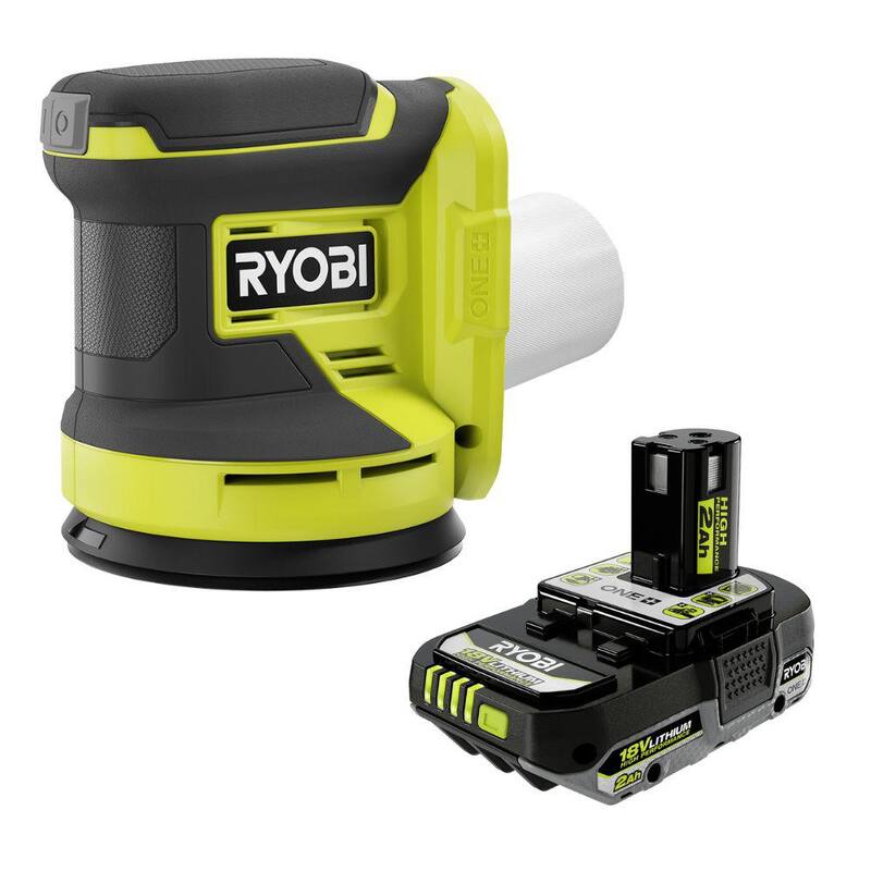 Lijadora orbital aleatoria inalámbrica RYOBI ONE+ 18V de 5 pulgadas con batería de alto rendimiento de ion de litio de 2.0 Ah - PCL406B-PBP003
