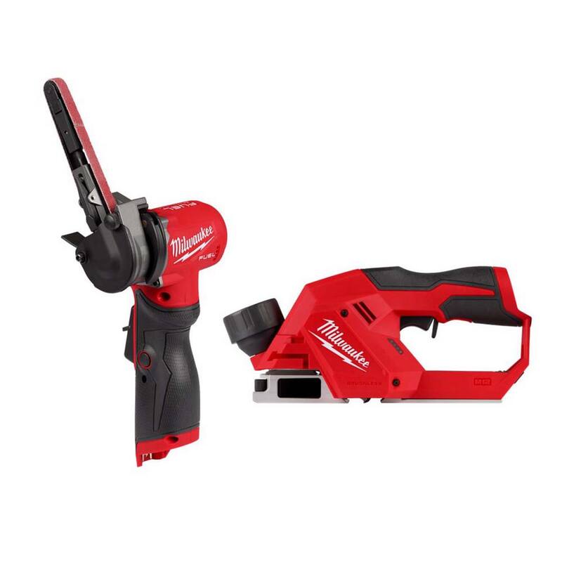 Milwaukee M12 FUEL 12-Volt Lithium-Ion Inalámbrica sin Escobillas 3/8 in. x 13 in. Bandfile con M12 2in. Cepillo - 2483-20-2524-20