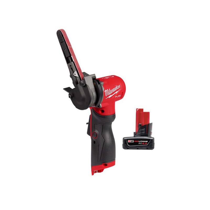 Milwaukee M12 FUEL 12-Volt Lithium-Ion Brushless Cordless 3/8 in. x 13 in. Bandfile con paquete de batería XC 6.0Ah - 2483-20-48-11-2460