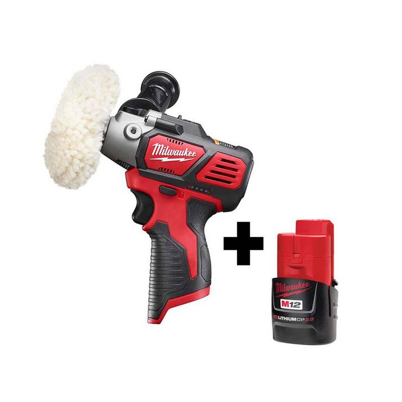 Pulidora/Lijadora inalámbrica Milwaukee M12 de 12 voltios con velocidad variable y batería M12 2.0 Ah - 2438-20-48-11-2420