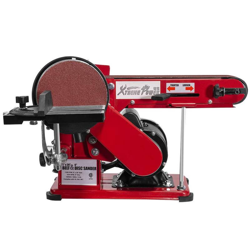 Lijadora de banda de 4 x 36 pulgadas con disco de 6 pulgadas XtremepowerUS para banco con estación de lijado de madera ajustable y puerto de polvo - 46001-H