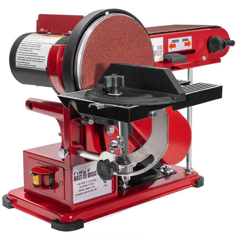 Lijadora de banda de 4 x 36 pulgadas con disco de 6 pulgadas XtremepowerUS para banco con estación de lijado de madera ajustable y puerto de polvo - 46001-H