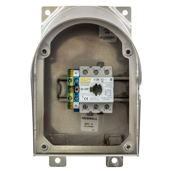 Interruptor de desconexión cerrado no fusible Hubbell, 600V CA, NEMA 4X - HBLDS3SSR