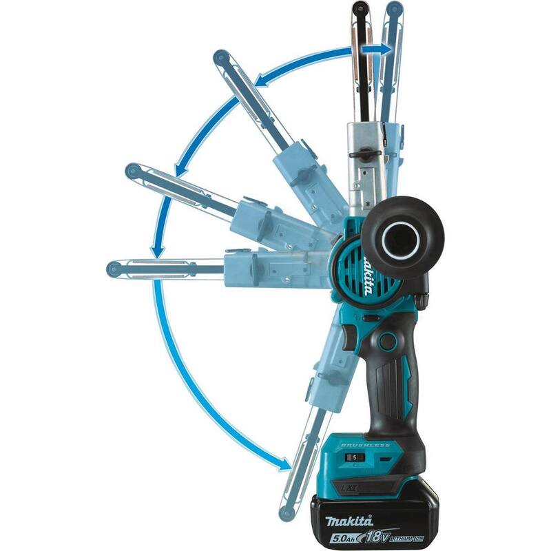 Kit de Lijadora de Banda para Detalles sin Cable de Iones de Litio 18V LXT Brushless 3/8 x 21 pulgadas de Makita, con (2) Baterías de 5.0Ah y Cargador - XSB01TJ