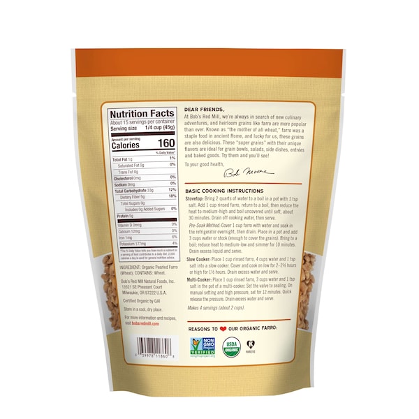Bobs Red Mill Natural Foods Bob's Red Mill Organic Farro 24 oz. Pouches, PK4 - 7015S244