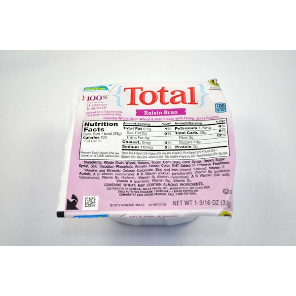 Total Total Cereal Raisin Bran Bowl Pak 1.19 oz., PK96 - 16000-12392