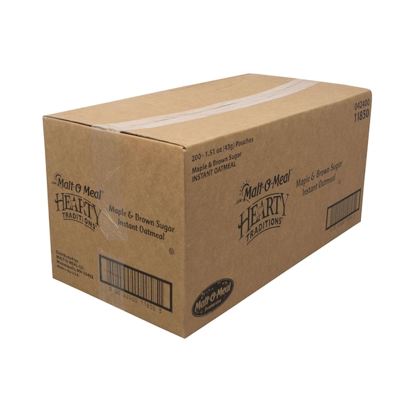Malt O Meal Hearty Traditons Instand Maple Brown Sugar Oatmeal 1.51 oz., PK200 - 11850