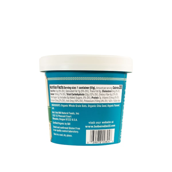 Bobs Red Mill Natural Foods Bob's Red Mill Organic Classic Oatmeal Cup 1.8 oz. Cup, PK12 - 6123C0112